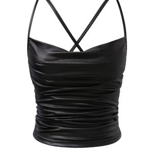 TEMU 여성용 스타일리시 가죽 조끼