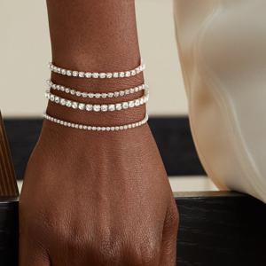 TEMU 4개 세트, 여성용 패션 테니스 브레이슬릿 콤보 팩, 알레르기 방지 주얼리 선물세트 (테니스 체인 포함)