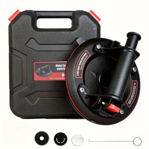 TEMU 8인치 3단 진공 흡착 컵 펌프 (강력 흡착, 미끄럼 방지 플라스틱 손잡이, 매끄러운 표면용 수동 리프트, 핸드 펌프 타일 시공 도구, 유리 흡착 컵 진공 펌프, 휴대용 휴대 케이스 포함 타일용 흡착 컵)