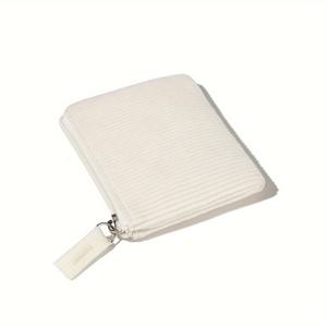 TEMU 베이지 코듀로이 패셔너블 휴대용 사각 동전 지갑