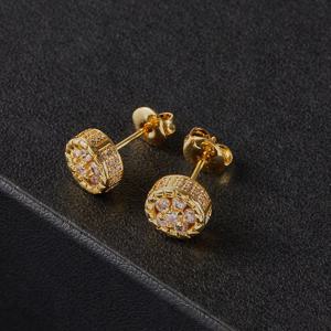 TEMU 1개 라운드 플라워 귀걸이 큐빅 힙합 트렌디 추수감사절 크리스마스 아버지의 날 휴일 선물 일상용 선물