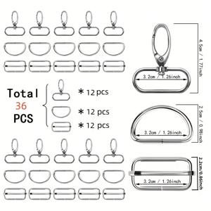 TEMU 12/18/24/36개 3.2cm/1.26인치 캐리어 핸드백 지갑 하드웨어 액세서리 세트, 금속 스위블 훅 버클 + D링 + 버클, 개목줄 액세서리, 카드 홀더 ID 가방 끈 액세서리, DIY 키체인 만들기 부품, 할로윈 크리스마스 선물 만들기 액세서리