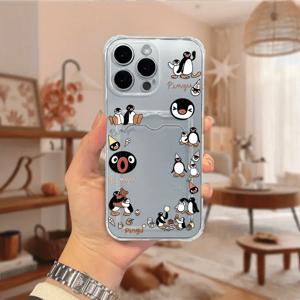 TEMU 사진 슬롯과 카드 홀더가 있는 재미있는 펭귄 휴대폰 케이스, 충격 방지 및 떨어지지 않음, Iphone 16, 16 Pro, 16 Pro Max, 15 Pro, 15 Pro Max, 14, 14 Pro Max, 13, 12, 11, XS Max, 및 XR와 호환 가능합니다.