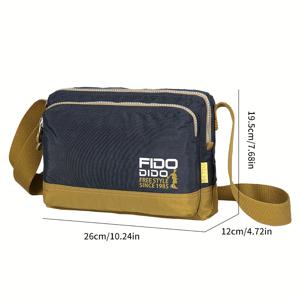TEMU 피도 두도 남성용 캐주얼 크로스바디 백 - 조절 가능한 스트랩, 옥스포드 원단, 블루 골드 액센트, 일상 출퇴근 및 스포츠용 다중 수납공간, 매일 사용하는 가방 | 조절 가능한 스트랩 백 | 내구성 있는 지퍼 클로저, 크로스바디 백