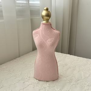 TEMU 1개 목걸이 주얼리 디스플레이 스탠드, 핑크 프린트 벨벳에 금색 여성 반신 모델, 주얼리 쇼케이스용 소품, 여성 선물로 완벽.