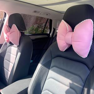 TEMU 2개 세트 우아한 자동차 헤드레스트 목받침, 보우타이 디자인, 부드럽고 통기성 좋은 목 및 머리 지지대, 편안한 운전을 위한 차량 시트 백 액세서리, 대부분의 자동차 헤드레스트와 호환 가능, 여름철 자동차 애호가를 위한 완벽한 선물|허리보호대