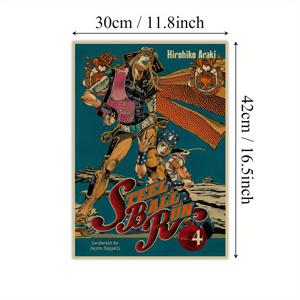 TEMU 1개 만화 커버 레트로 종이 벽 예술, 빈티지 종이 포스터, 클래식 레트로 페인팅 프린트 포스터, 애니메이션 벽 장식, 만화 방 미학, 휴일 선물, 조조 벽 예술 그림 침실용, 기숙사, 카페