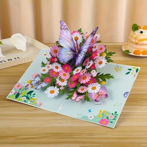 TEMU 나비와 데이지의 생생한 3D 팝업 카드 - 생일, 스승의 날, 추수감사절, 기념일, 결혼식, 어버이날에 완벽 - 모든 사람들을 위한 독특하고 기억에 남는 축하 행사.