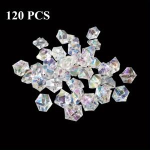 TEMU 120개 투명 멀티컬러 인조 아이스 스톤, 아크릴 크러쉬드 아이스 반짝이는 인조 무지개 색상, 합성 보석 마블 꽃병 채우기 DIY 공예, 수족관 장식, 생일, 약혼, 결혼식 파티용 스캐터링 데코