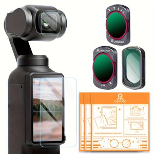 TEMU DJi Osmo Pocket 3용 자석 ND & CPL 필터 세트, CPL/ND2-32 편광 및 중성 밀도 필터, 블랙 디퓨전 1/4 필터, 다중 코팅 HD 광학 유리/알루미늄 프레임, 강화유리 보호기 + 디스플레이 스크린 프로텍터 1세트 포함, 청소 천
