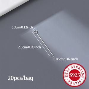 TEMU 20개입 S925 925 실버 J자형 핀, 두께 0.6mm, 길이 25mm, 30mm, 35mm, 40mm로 제공, 핸드메이드 비즈 소재 (귀걸이 및 목걸이 액세서리) 제작에 적합
