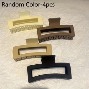 TEMU 대형 직사각형 헤어 클로 클립 4개 세트 - 미끄럼 방지 강력 그립, 통풍 구멍, 얇은 머리와 두꺼운 머리 모두를 위한 우아한 디자인, 헤어스타일링 필수품, 데일리 사용을 위한 안전한 고정력 제공.