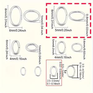 TEMU 100개 스테인레스 스틸 오발 점프 링 - 18mm x 6mm, 내구성 및 타르 방지 미니 금속 링, DIY 보석 만들기, 귀걸이, 팔찌, 목걸이, 키체인 및 공예 액세서리, 공예 보석 용품, 보석 만들기 필수품, 오발 모양 링, 다용도 점프 링