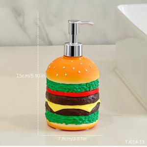 TEMU 귀여운 버거 디스펜서 병 - 푸시 펌프 기능, 주방 & 욕실 세면도구 정리함, 비독성 레진 소재 (비누/샴푸/바디워시용), 패스트푸드 애호가를 위한 이상적인 선물, 재미있는 디자인, 내구성 강한 컨테이너, 홈 액세서리