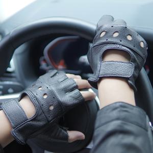 TEMU 1쌍 정품 양가죽 반장갑 운전용 장갑 - 라이딩용, 패딩 팜 & 클로저, 스쿠터, ATV용 - 여름 라이딩, 선물용 (블랙 & 브라운 색상 선택 가능)