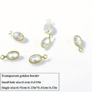 TEMU 21개/박스, 골든 에지 싱글홀 오벌형 3D 펜던트, 포우클 패셔너블 디자인 인조 보석, 9.5mm * 4.5mm 사이즈, DIY 스윙 귀걸이, 팔찌 펜던트, 목걸이 펜던트, 수공예 장식, 패션 액세서리 제작용