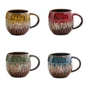 TEMU 4개 세트 무지개빛 세라믹 머그컵 - 가마에서 태운 타이다이 패턴, 커피 & 차 컵, 사무실, 선물용 - 독특한 유약 색상 변화 (4컵 밸류 번들)