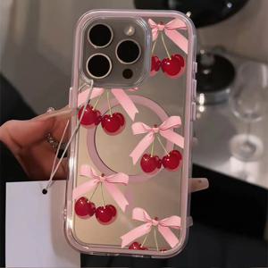 TEMU 폰 케이스: 리본 보우 체리 투톤 마카롱 2-in-1 안티 드롭 폰 케이스 | 아이폰 16 15 14 13 12 11 15 플러스 프로 16 프로 맥스 귀여운 카툰 스타일 케이스, 친구 생일 선물용