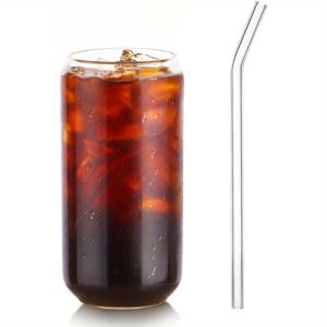 TEMU 1팩/4팩 유리컵, 빨대가 있는 16온스 음료용 유리컵, 무도 소다, 스무디, 위스키, 아이스 커피, 로스터테일, 주스용 맥주 텀블러