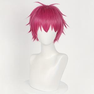 TEMU 로즈 레드 남성용 컬리 가발 - 레이어드 숏 애니메이션 스타일, 열에 강한 풀 헤드피스, 할로윈, 크리스마스, 데이 파티 & 캐주얼 의상, 할로윈 가발, 파티 액세서리, 펑키 스타일, 고품질 가발