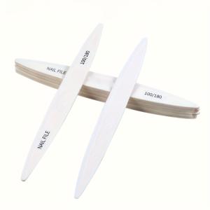 TEMU 네일 아트 도구가 포함된 24개 신상 디자인 네일 파일 세트. 프로페셔널 품질의 흰색 및 회색 타원형 모양.