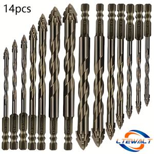 TEMU LTEWALT TOOLS 14피스 카바이드 드릴 비트 세트, 고효율 및 내마모성, 사각톱니 이심 드릴 비트, 타일, 세라믹, 유리, 대리석, 콘크리트 및 스테인리스 합금용 드라이 드릴링 비트