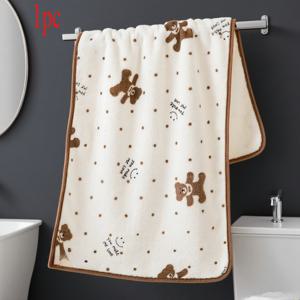 TEMU 2025 신제품 귀여운 곰 얼굴 타월, 빠른 건조 비발모, 두꺼운 부드러운 흡수 다용도 수건, 손수건, 모든 사람에게 필수적인 욕실 필수품, 홈 용품, 세면도구