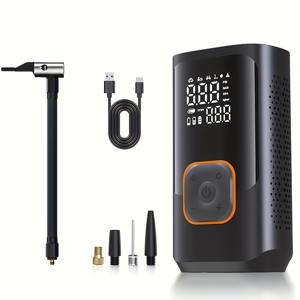 TEMU 디지털 압력 게이지, 150PSI 충전식 배터리, LED 라이트가 장착된 휴대용 에어 컴프레서. 자동차, , 자전거 등에 적합.