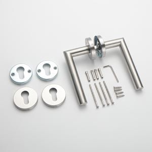 TEMU 스테인리스 스틸 도어 핸들 한 쌍 (잠금 실린더 및 본체 미포함) | 실내외 사용을 위한 튼튼하고 설치가 용이함 | 표준 도어 잠금과 호환되는 미리 드릴된 구멍 | 광택 금속 엔드|방문손잡이