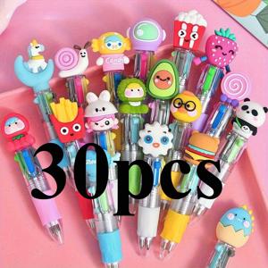 TEMU 30개 카툰 미니 4-in-1 펜 | 4색 볼펜, 귀엽고 휴대하기 편한 파티, 교실 상품, 생일 선물용 멀티컬러 펜 세트, 스테이셔너리 소품 선물