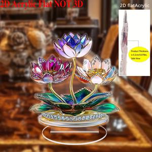 TEMU 2D 플랫, 2D 플랫 연꽃 데스크탑 장식 - 핑크, 보라, 녹색, 골드, 화이트, 블루의 우아한 플로럴 장식, 투명한 중앙 - 거실, 침실, 기도 공간에 적합한 비전기식 홈 데코 - 어버이날 선물로 완벽