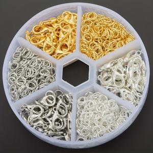 TEMU 360개 골드+실버+화이트 로브스터 걸쇠 및 점프 링 콤보 - 로브스터 걸쇠 60개 & 점프 링 300개, 아연 합금, 주얼리 제작, 비즈 공예에 적합