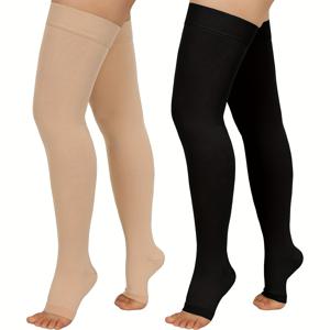 TEMU 2켤레 허벅지 길이 압박 양말 여성 & 남성용, 사이클링 댄스 요가功夫 롱 압박 양말