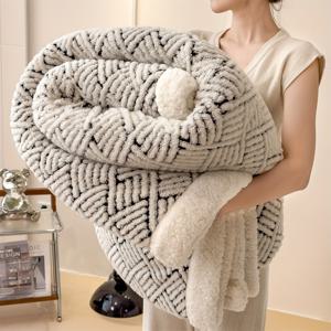 TEMU 1개, 사계절용 다용도 양면 따뜻한 플리스 담요, 밀크 벨벳 소재, 부드럽고 따뜻하며 편안함, 소파, 침대, 사무실 및 여행에 적합 - 사계절, 크리스마스 선물, 맞춤 선물용 다기능 선물. 이 포근한|쇼파침대