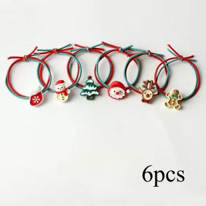 TEMU 크리스마스 헤어 액세서리 6개 세트, 헤어밴드, 여성용 고급스러운 머리끈, 귀여운 엘크, 크리스마스 트리, 산타 드레스업 헤어 액세서리