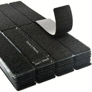 TEMU 24개(12세트) 패브릭용 접착 스트립, 옷, 커튼용 무봉제 스티키 백, 헤비듀티 양면 후크 앤 루프 헴 테이프 패스너, 무봉제 무다림질, 블랙