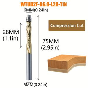 TEMU 1개 Dreanique 솔리드 카바이드 CNC 라우터 비트 & 엔드밀 - 2플루트 베어링 가이드 스파이럴 플러시 트림 라우터 비트, 코팅 처리된 상/하 절단 목공 도구 (6mm/6.35mm/8mm 샹크 호환) MDF, 파티클 보드, 합판용
