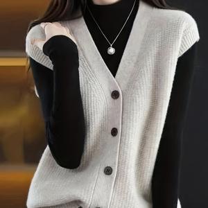 TEMU 여성용 카디건 베스트, 고급스러운 가을/겨울 신상, 루즈핏, 다용도, 심플 스웨터 베스트