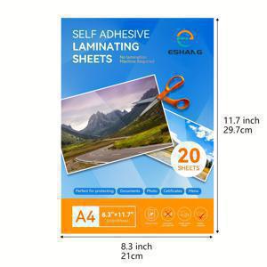 TEMU 20장 자체 접착 냉간 라미네이팅 시트 - 열/기계 없음, 자체 밀봉 파우치, 즉석 광택, ID 배지, 명함, 사진, 증명서, A4 사이즈, DIY 라미네이터 (없음)