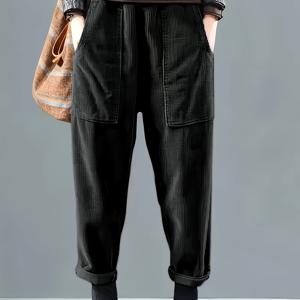 TEMU 여성용 캐주얼 코듀로이 긴 바지, 편안하고 다재다능한 포켓 디자인 특징.