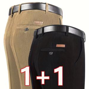 TEMU 남성용 헤비급 겨울 코듀로이 팬츠 - 두꺼운 보온 캐주얼 바지, 버튼 클로저, 루즈핏 코듀로이, 추운 날씨용, 가을/겨울 시즌 (손세탁 가능) - 중년 남성을 위한 솔리드 컬러 캐주얼 웨어|냉장고바지|남자바지|바지