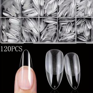 TEMU 알몽실 모양 인조 손톱 120개입, 전문가용 소프트 젤 프레스온 아크릴 연장 네일, 홈 매니큐어에 적합