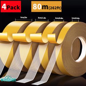 TEMU 4롤 80미터 초장축 양면 테이프 세트 (5cm, 3cm, 2cm, 1cm 사이즈 제품 고정용 강력 접착제, 웨딩 레드 카펫, 매트 스플라이싱, 미끄럼 방지 매트 등 고점도 응용 분야에 적합)
