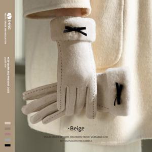 TEMU 1개, 성명 울 장갑 여성용, 2025 가을 겨울 신상 라이딩 보온 동북 방한 플리스 안감 두꺼운 터치스크린 장갑, 이상적인 크리스마스 선물