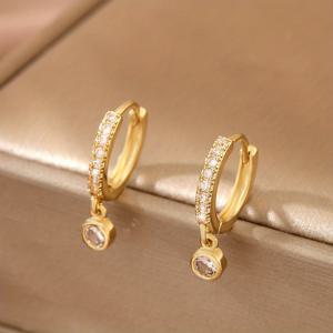 TEMU 여성을 위한 우아하고 세련된 반짝이는 구리 세팅 합성 지르코니아 물방울 귀걸이 한 쌍, 기념일이나 데이트 선물로 완벽함