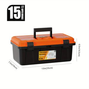 TEMU LEADLOONG 15인치 헤비듀티 플라스틱 공구함 - 자동차 수리, 정비, DIY 및 정리용 컴팩트 멀티펑션 보관함 (플라스틱)