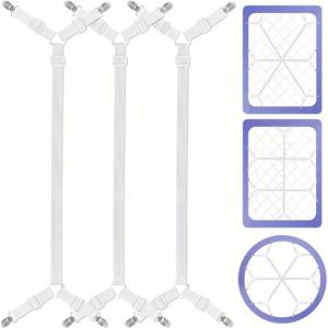 TEMU 3개 세트 침대 시트 홀더 스트랩, 12가지 조절 가능한 크리스크로스 침대 시트 클립, 트윈 퀸 킹 매트리스용 탄성 밴드 서스펜더, 침대 시트 고정용