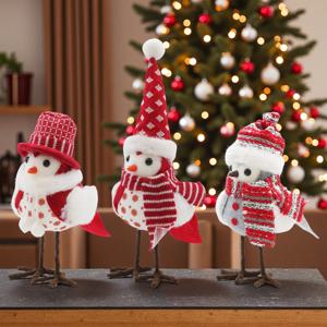 TEMU 싱글 또는 세트 크리스마스 새 조각상 장식 - 레드 & 화이트 클래식 미니어처 새 피규어, 내구성 있는 테이블탑 장식품 (크리스마스 트리, 벽난로, 선반용) - 휴일 장식을 위한 귀여운 새 조각상 (싱글 또는 세트)