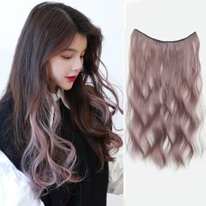 TEMU 원피스 인비저블 클립인/클립온 헤어 익스텐션 - 초슬림 초경량 워터웨이브(컬리) & 로우 메인테넌스 헤어더블링 피스, 시스루 블렌딩, 핑크/터키스/탠저린/딥퍼플/포레스트그린/블랙