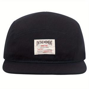 TEMU 패브릭. 1개 천 라벨 남성용 5단 힙합 모자. 패브릭.